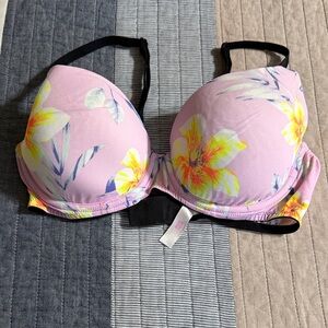 PINK Victoria's Secret Floral Bra with Black Accents